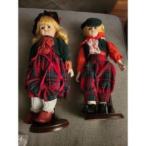 Vintage Porcelain Dolls Brinn's Joy to the World Nina & Nicky Christmas Set Box